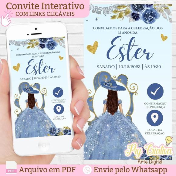 Convite Interativo 15 Anos Azul Debutante