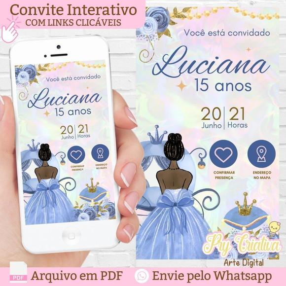 Convite Interativo 15 Anos Azul Debutante