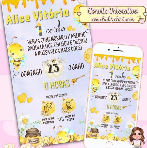 Convite Interativo Abelhinha Aquarela