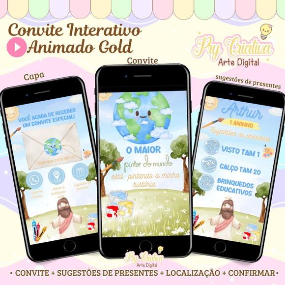 Convite Interativo Animado Gold o Maior Pintor do Mundo