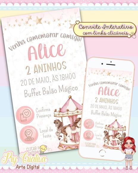 Convite Interativo Carrossel Menina