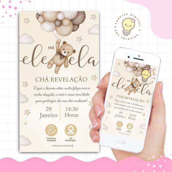Convite Interativo Chá Revelação Neutro