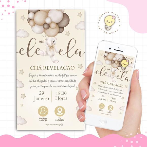 Convite Interativo Chá Revelação Neutro