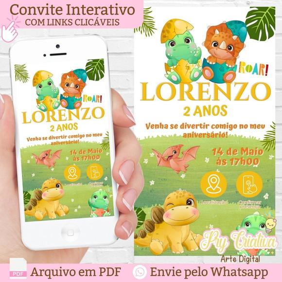 Convite Interativo Dinossauro Baby