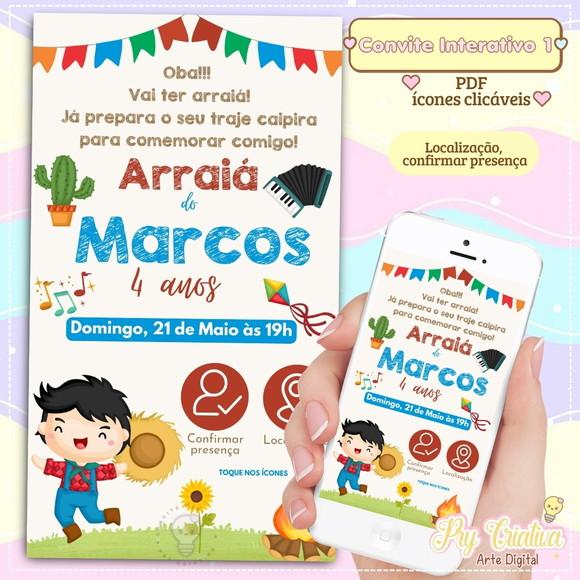 Convite Interativo Festa Junina Arraiá