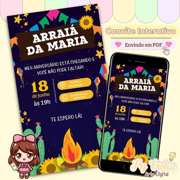 Convite Interativo Festa Junina Arraiá