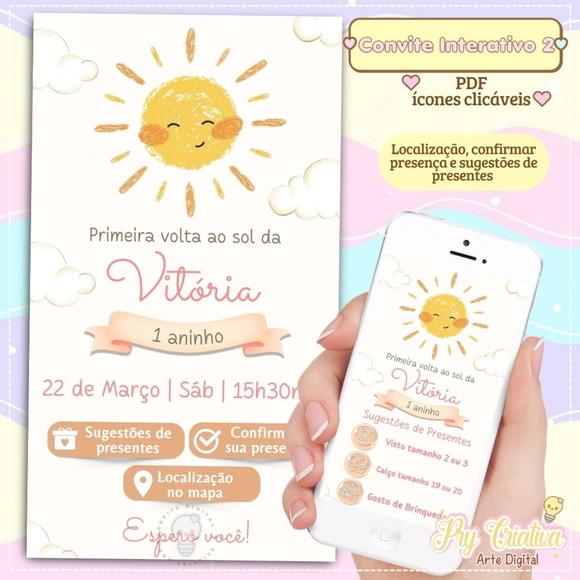 Convite Interativo Primeira Volta ao Sol com Lista Presentes