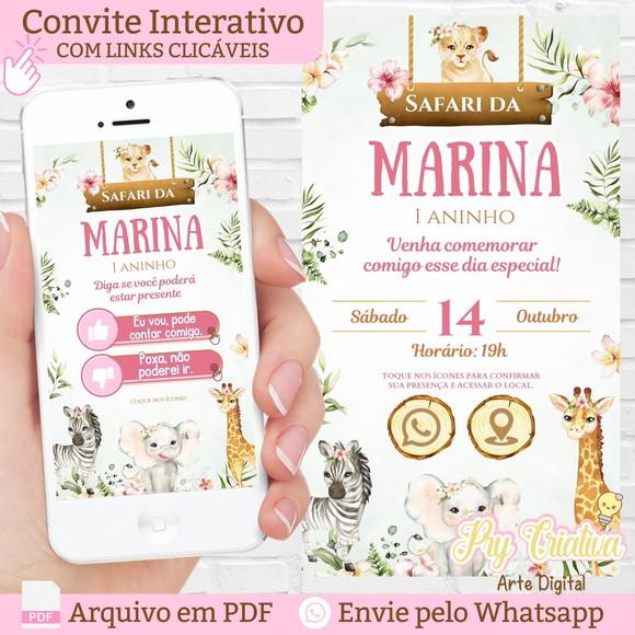 Convite Interativo Safari Rosa