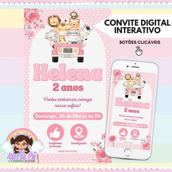 Convite Interativo Safari Rosa