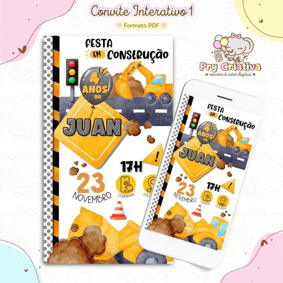 Convite Interativo Trator Construção