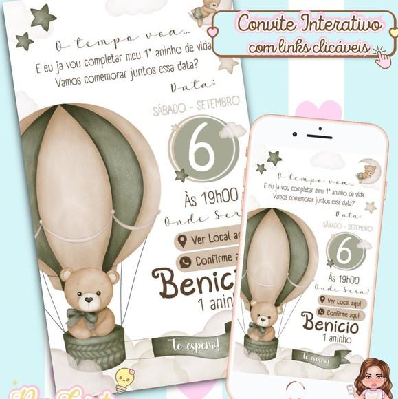 Convite Interativo Ursinho Baloeiro