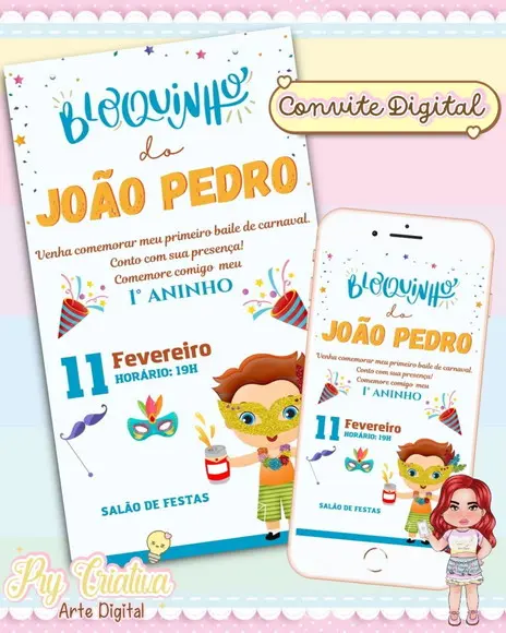 Convite Aniversário Carnaval - Digital