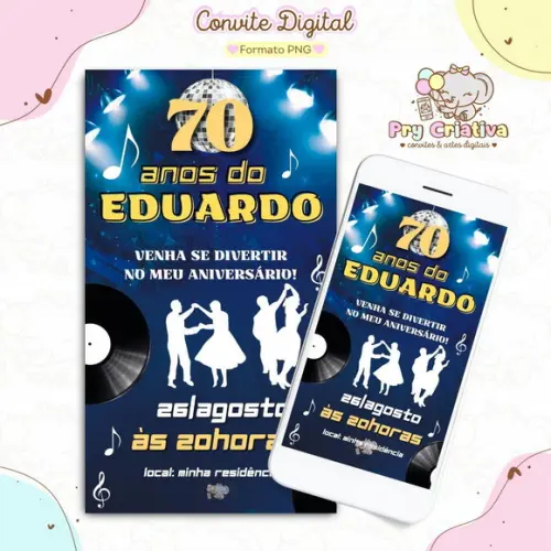 Convite Digital Adulto Flashback Anos 60,70,80,90