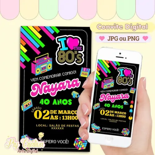 Convite Digital Adulto Flashback Anos 80