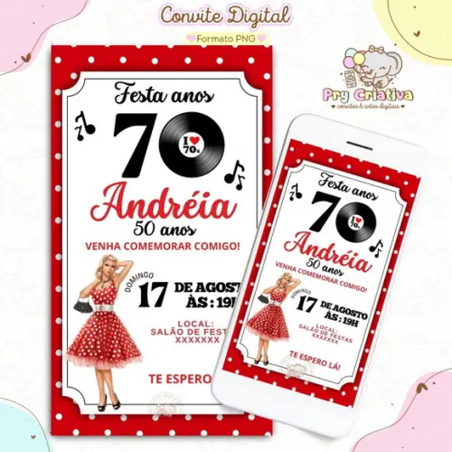 Convite Digital Adulto Flashback Anos 60,70,80,90