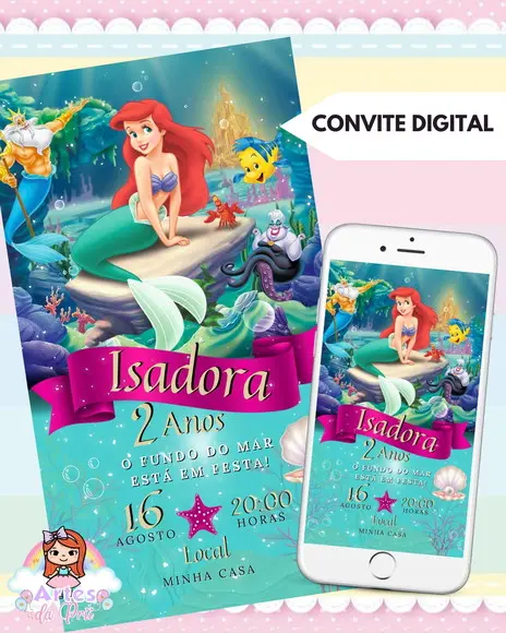 Convite Digital Ariel a Pequena Sereia