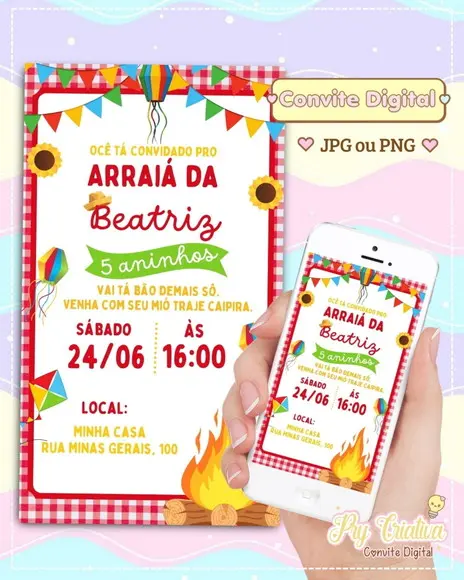 Convite Digital Arraiá Festa Junina