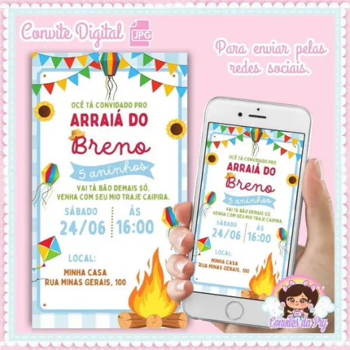 Convite Digital Arraiá Festa Junina