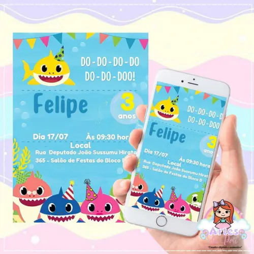 Convite Digital Baby Shark