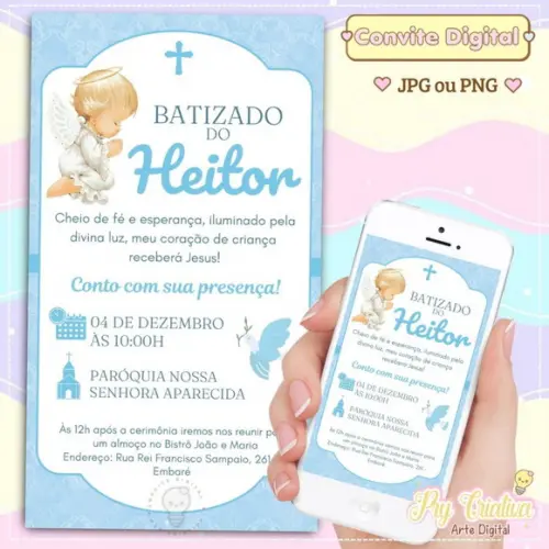 Convite Digital Batizado Menino
