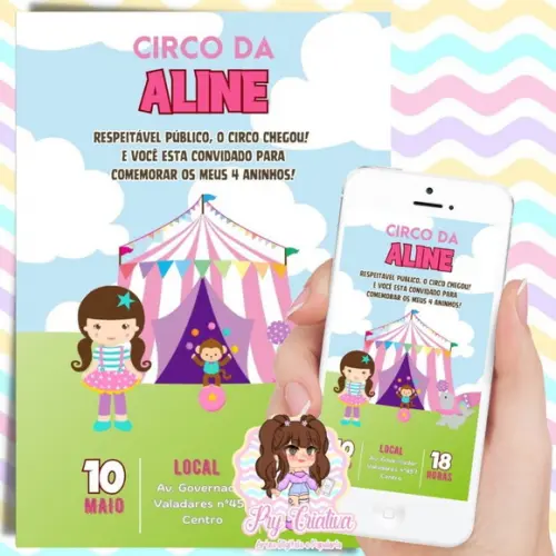 Convite Digital Circo Rosa