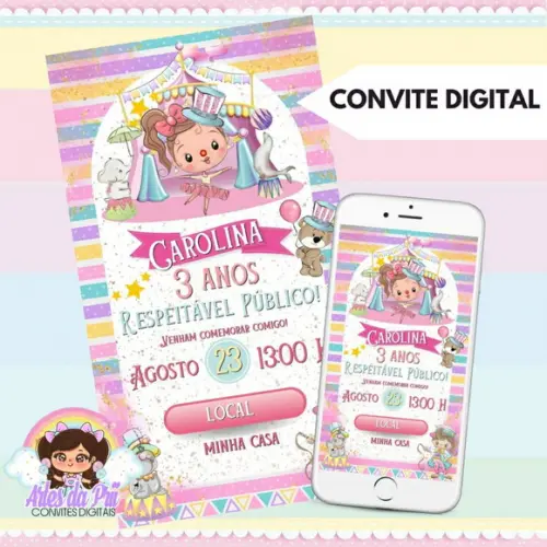 Convite Digital Circo Rosa