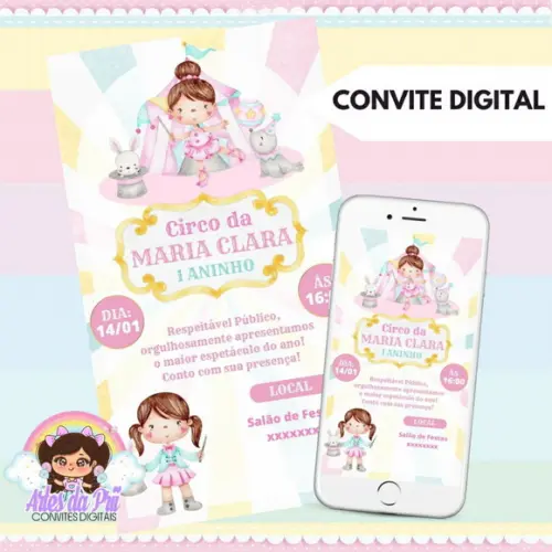 Convite Digital Circo Rosa