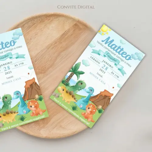 Convite Digital Dinossauro Baby