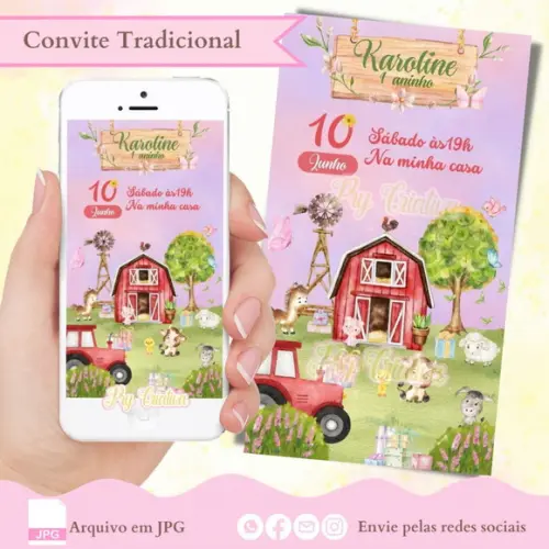 Convite Digital Fazendinha Menina