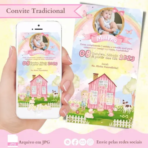 Convite Digital Fazendinha Menina