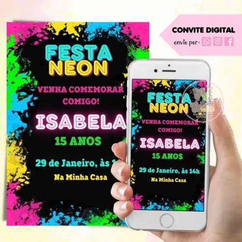 Convite Digital Festa Neon
