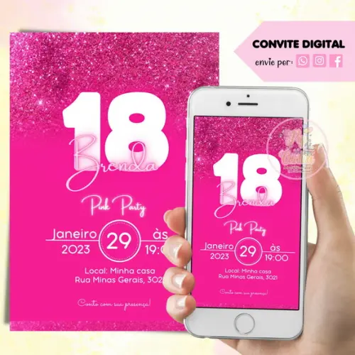 Convite Digital Festa Pink Pink Party