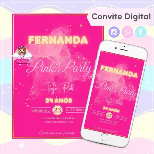 Convite Digital Festa Pink Pink Party