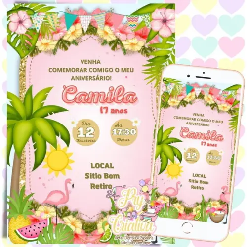 Convite Digital Flamingo