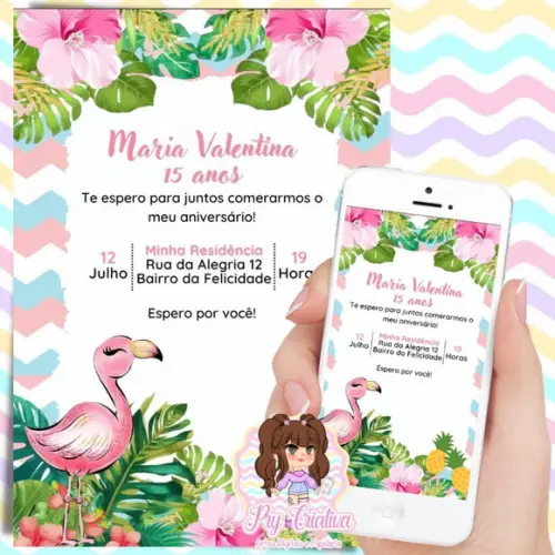 Convite Digital Flamingo