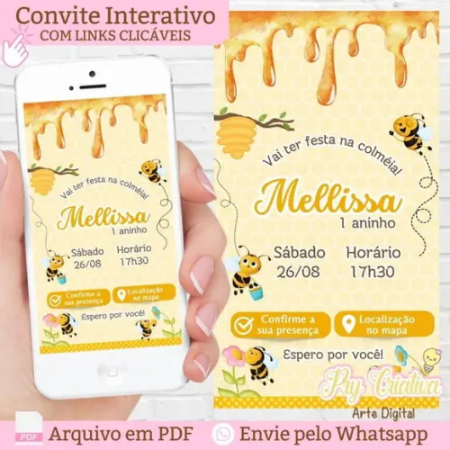 Convite Digital Interativo Abelhinha