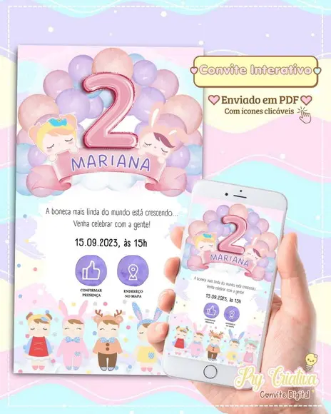 Convite Digital Interativo Boneca Metoo Doll