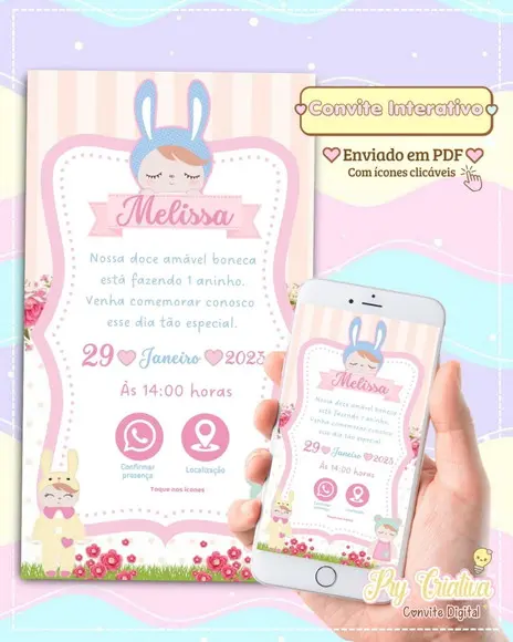 Convite Digital Interativo Boneca Metoo Doll