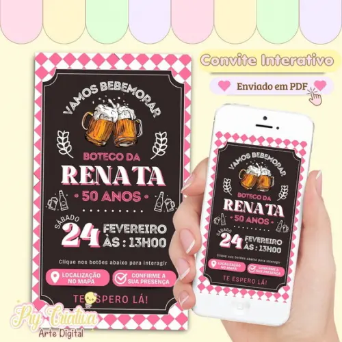 Convite Digital Interativo Boteco Feminino