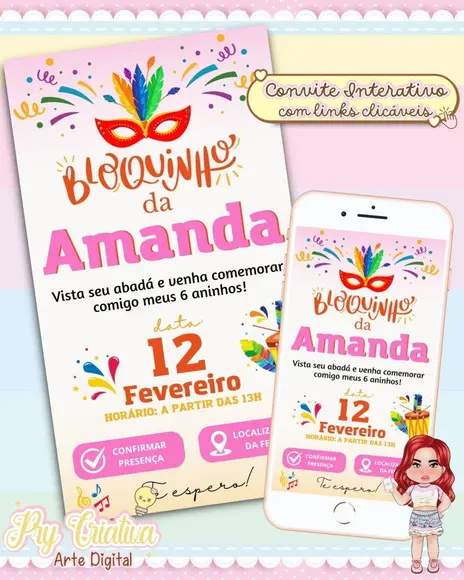 Convite Digital Interativo Carnaval