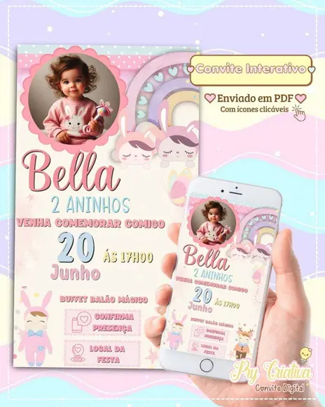 Convite Digital Interativo Boneca Metoo Doll