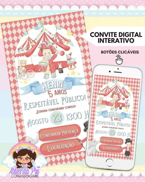 Convite Digital Interativo Circo