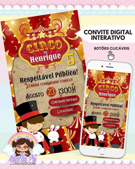Convite Digital Interativo Circo