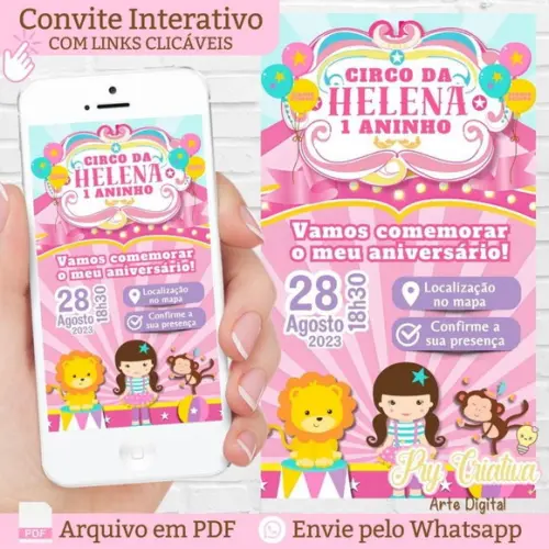 Convite Digital Interativo Circo Rosa