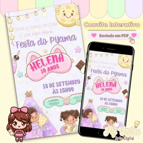 Convite Digital Interativo Festa do Pijama
