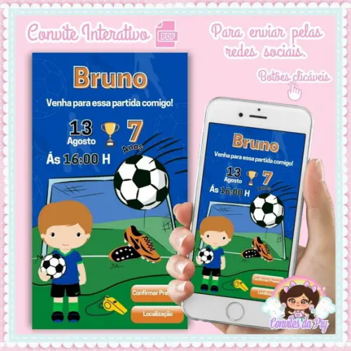 Convite Digital Interativo Futebol