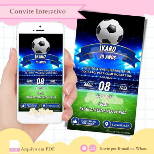 Convite Digital Interativo Futebol