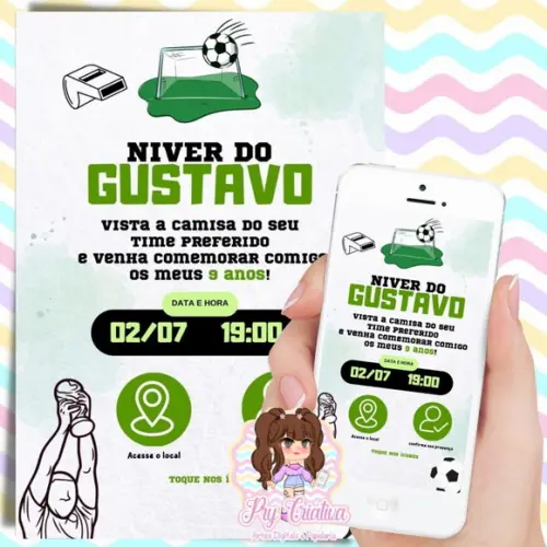 Convite Digital Interativo Futebol