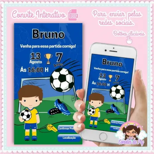 Convite Digital Interativo Futebol