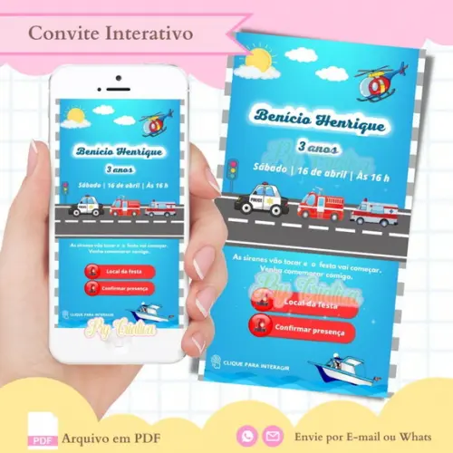 Convite Digital Interativo Meios de Transportes